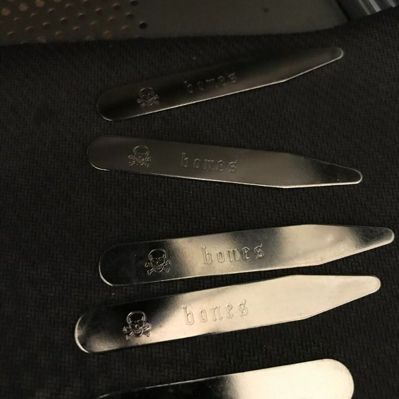 Set 10 GOTH SKULL CROSSBONE BONES TOE SILVER TIE STAYS
